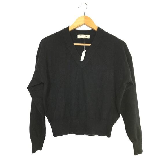 Madewell (Re)sponsible Sweater Cashmere V-Neck Crop Pullover True Black NWT XS - Picture 3 of 9